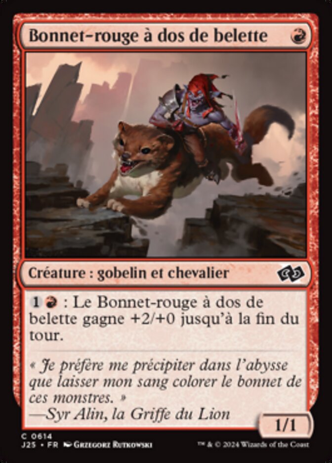 image Bonnet-rouge à dos de belette